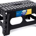 Korpai 9" Folding Step Stool for Adults and Kids 15-Inch Extra Wide Stool Holds Up to 300 lbs,Non-Slip Folding Stools with Handle,Compact Plastic Foldable Step Stool for Bathroom,Kitchen,ect (Black)
