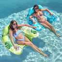 SLOOSH Inflatable Pool Floats Adult, 3 Pack Pool Chairs with Cup Holders,Blow up Floats Chair,Hammock Noodle Mat Leaves Design for Relaxing Summer Water Fun Swimming Party Beach,Blue, Green, Pink