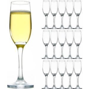 Elegant Champagne Glasses Set of 16, Long Stem Glass Champagne Flutes for Mimosa, Sparking Wine, Wedding, Party - 6 oz, Clear