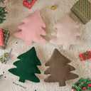 Lanpn Christmas Tree Pillows Set of 2, Christmas Decoration Narrow Stripes Winter Throw Pillow Soft Cute 3D Shaped Xmas Tree Throw Cushion for Sofa Bedroom Xmas Decor (18x16 inch, Brown)