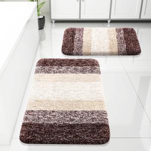 Arotive Bathroom Rugs Sets 2 Piece, Shaggy Soft and Absorbent Microfiber Bath Rugs, Non-Slip, Machine Washable Dry Bath Mats for Bathroom, 30x20 and 24x16,Brown