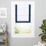 Frontera 100% Blackout Roman Shade, 27"x64", White/Denim 27x64 Denim