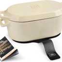 Kook Dutch Oven, For Sourdough Baking, Dual Handles, Enameled Cast Iron, includes Silicone Mat and Sourdough Guide, Dishwasher Safe, 5 Qt, (Ivory)