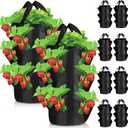 EBOOT 10 Pcs Strawberry Grow Bags 3 Gallon Strawberry Planter Breathable Non Woven Fabric Growing Containers with 8 Side Grow Pockets for Outdoor Indoor Garden Flowers Herbs Potato Planting Pots