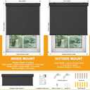 Cordless Blackout Roller Shades for Windows & Doors, Free-Stop Shades with Valance, UV Protection, Thermal Insulated Window Blinds for Home, Bedroom, Office, Black, 45" W x 72" H