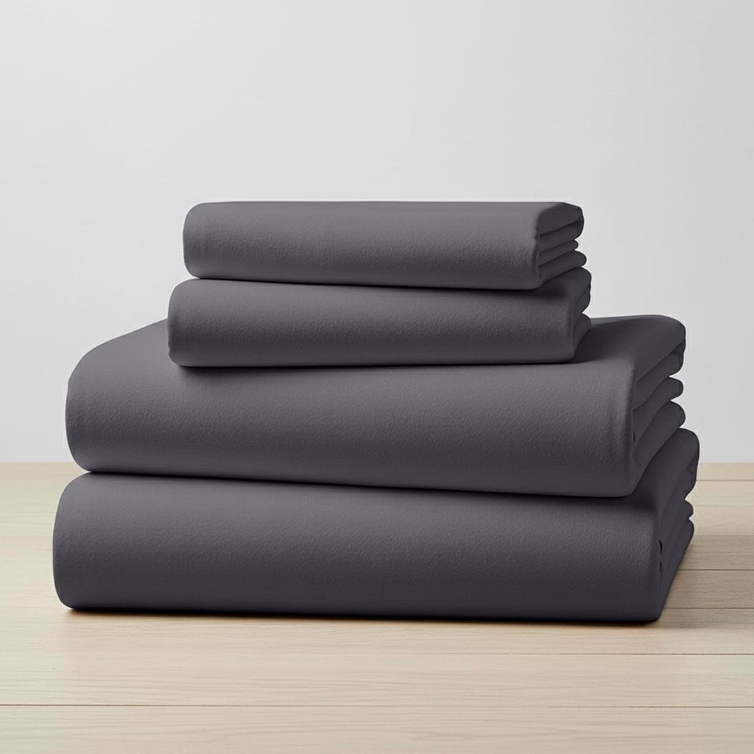 Mellanni Flannel Bed Sheet Set - 4 Piece Luxury 100% Heavyweight 180GSM Cotton - Cozy, Soft & Breathable - Deep Pockets with All-Around Elastic - Warm & Comfortable (Queen, Gray)