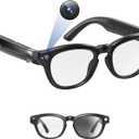 Upgraded AI Smart Glasses with Camera 8MP HD1080P Video Glasses with Camera and Audio -Video Recording Glasses with Audio, Video Glasses, Real-Time Translation (Carbon Black)