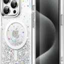 JETech Glitter Case for iPhone 15 Pro Max 6.7-Inch Compatible with MagSafe, Clear Cute Bling Sparkle for Women and Girls, Shiny Shockproof Magnetic Sparkly Phone Cover (Clear)