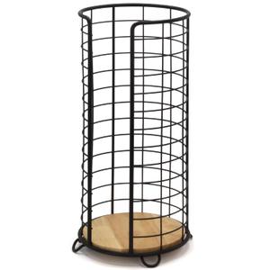 BROOKSTONE, Stylish Toilet Paper Holder with Bamboo Base, Freestanding Bathroom Tissue Organizer, Minimalistic Storage Solution, Modern Trending Design [Holds Large Rolls], Black