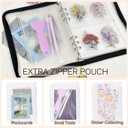 5-in-1 Sticker Organizer Book Reusable A5 Storage Binder with 220 Pockets,10 Release Papers, Zipper Album Sticker Collecting Display Keeper (Black)