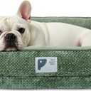 Dog Bed Medium Size Dog,Orthopedic Bed with Removable Cover&Non-Slip Bottom Couch Bed with Four-Sided Bolster Green L (Large (30 x 25 Inch))