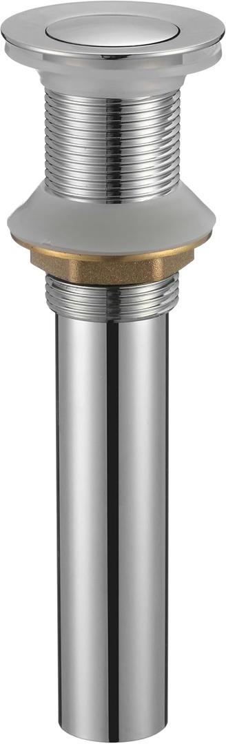 Bathroom Sink Drain Without Overflow, Vessel Sink Lavatory Vanity Pop Up Drain Stopper Without Overflow, Brass and Stainless 304, Chrome