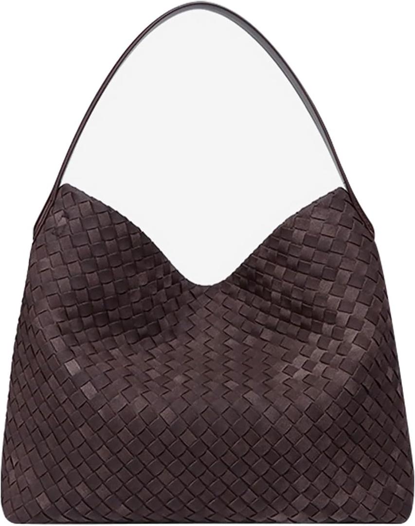Slouchy Suede Woven Hobo Bags Shoulder Bag for Women Suede Hobo Bag Tote Elegant Handbag Satchel for Work Travel