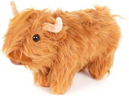 TICHA 12“- Cow Christmas Highland Cow Stuffed Animal Plush Toy, Soft Fluffy Scottish Cattle Plush Pillow, Realistic Highland Cow Decor, Home Decor, Couch Pillow