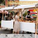 Market Stall Frame Carts Width 59" Outdoor Pine Wood Street Food Vendor Cart with Canopy Folding Vendor Stall Cart with Wheels for Beaches or Festivals (Orange)