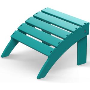 GREENVINES Adirondack-Ottoman | HDPE Plastic | Outdoor Footrest | All Weather | Foot Rest | Foot Stool | Aqua | for Adirondack Chair | for Patio Backyard Pool