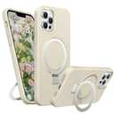 BENTIACC Soft Liquid Silicone Case for iPhone 13 Pro Max with Magnetic Invisible Stand, Military Grade Shockproof Protection, Anti-Scratch Microfiber Lining Covers for iPhone 13 Pro Max, White