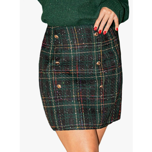 CUPSHE Women Mini Plaid Skirts Tweed High Waist Bodycon Pencil Hem Fall Winter Dressy Outfits Shorts XL
