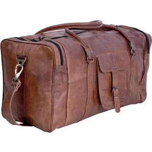 21 Inch Vintage Leather Duffel Travel Gym Sports Overnight Weekend Duffle Bags for men and women, Medium