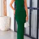 PRETTYGARDEN Women's 2026 Summer Formal Maxi Dresses Sleeveless One Shoulder Bodycon Ruched Mesh Wedding Guest Cocktail Dress (Green, XXL)