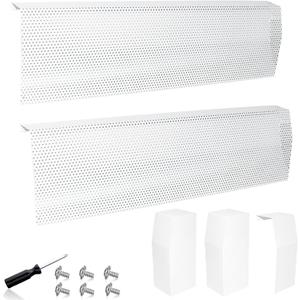 Baseboard Heater Cover, 2FT-4FT Retractable Galvanized Steel Easy Slip-On Baseboard Heater Cover, with Left and Right End Covers, Suitable for Bathroom and Hydronic Home Heating Systems