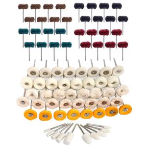 82PCS 1Inch Polishing Kit, Buffing Kit - Professional Wool Fabric Cotton Kit (50PCS) & Abrasive Set (32PCS) Mounted 3mm Shank for Rotary Tool Accessories