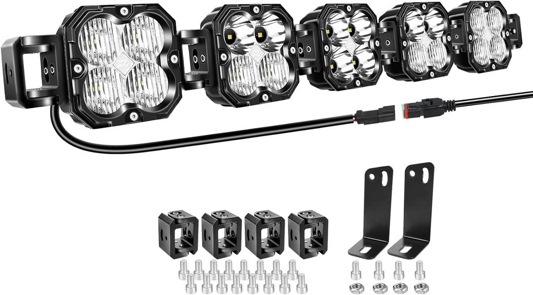 Willpower 33" 150W 15000LM LED Work Light Bar with DT Connector, Square Off Road Driving Lights 12V 24V Fog Lamps for Car Vehicle Truck 4x4 Boat Tractor, 6000K White, Waterproof Headlight, Spot Flood