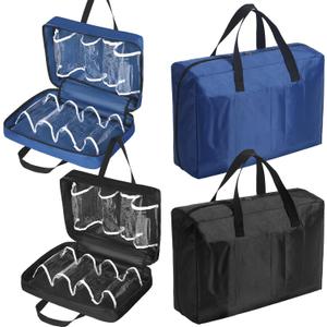 2 Pcs Shoe Bag for Travel with Handle Travel Shoe Organizer Portable Luggage Shoe Storage Bag for Multiple Shoes (Black, Blue)