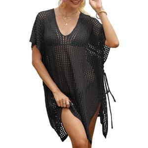 Women's Loose Swimsuit Crochet Sexy V Neck Swim Coverups Bathing Suit Bikini Cover up Vacation Summer Beach Dresses, One Size