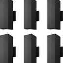 mirrea 12" Modern Outdoor Porch Light in 2 Lights, Matte Black, 6 Pack