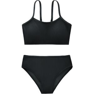 Girl's 2 Piece Swimsuit Solid Spaghetti Strap Bikini Sets Beach Bathing Suit Swimwear for Teen Kids, 15-16Y