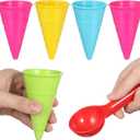 Toddmomy 6Pcs Ice Cream Sand Toys Set, Kids Beach Sandbox Scoop Cones for Toddler 3+ Sensory Bin Snow Water Table Outdoor Play