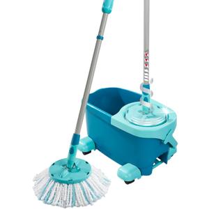 Leifheit Clean Twist Spin Mop and Bucket Set with Rollers | Telescopic Handle, 360° Joint, Spin-Dry System | Easy Glide Wheels | Blue