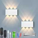 Shelprojsu LED Cordless Wall Sconce Set of 2, 5200mAh Rechargeable Battery Operated Wall Lamp with Remote Control, 3 Colors and Dimmable Magnetic Wireless Wall Light (White, 2 PCS)