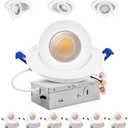 Adetu 4 inch 5CCT Gimbal Led Recessed Lights, 360°+90° Adjustable Directional Recessed Lighting, 2700K/3000K/3500K/4000K/5000K Dimmable Retrofit Eyeball Can Lights with Jbox, ETL(White, 6 Pack)