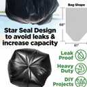 ToughBag 95-96 Gallon Extra-Large Trash Bags, 61x68 Black Garbage Bags, 1.2 Mil Thick (50 COUNT), Heavy-Duty Outdoor 95 Gallon Trash Bags for Storage, Custodial, Landscape - Made In USA