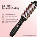 Thermal Brush, Heated Round Brush, Negative lon Heated Curling Brush 1.5 Inch, 3 Temp Settings, Dual Voltage Rose Gold Update Ceramic Tourmaline