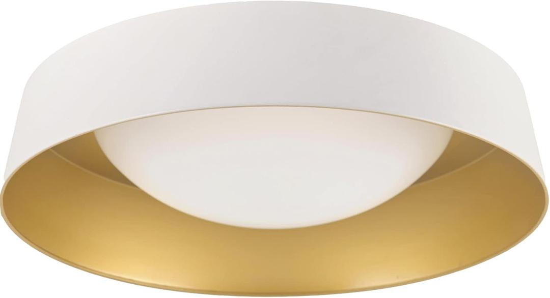 15.5 Inch LED Flush Mount Ceiling Light Fixture, 26W, Super Bright 1800 Lumen, 3 Color 3000K/4000K/5000K, Matt White with Gold Inside, Dimmable Ceiling Lamp for Bedroom Hallway Bathroom Outdoor
