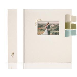 Premium Scrapbook Album with Window and Writing Space – 100 Pages holds 500 Photos of Different Sizes – Wedding, Baby, Travel & Family Memories – 13" x 11.6" - Oat