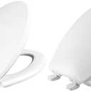 Mayfair Cassel Slow-Close, Premium Hinge, White & 1880SLOW 000 Caswell Toilet Seat will Slowly Close and Never Loosen, ELONGATED, Long Lasting Plastic, White