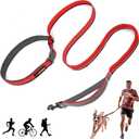 Tuff Pupper Hands Free Bungee Dog Leash | Lightweight for Running Jogging Walking | Adjustable Padded Waist Belt (24-50 inch) | Bungee Stretch 3 to 6 Feet | Strong Ballistic Nylon w/Reflective Strips (Fiery Red)
