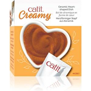 Catit Creamy Ceramic Heart Dish, Cat Treat Feeding Dish