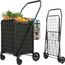 Zagtag Folding Shopping Cart with Waterproof Liner & 360 Swivel Wheels | Collapsible Grocery Cart for Easy Transport, Ideal for Laundry, Shopping, and Travel 132 LBS Capacity