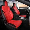 FREESOO Customized Seat Cover for Tesla Model 3 2023 2022 2021 2020 2019 2018 2017, Faux Leather Car Seat Cover Full Set Seat Protector Accessories Black Red