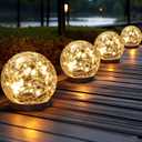 Solar Globe Lights Outdoor Waterproof-Solar Balls Garden-Cracked Glass Ball Solar Lights Outdoor-Solar Orbs Outside-Outdoor Decorations Patio & Yard Lawn Backyard Decor (GUO-XBQ-2-2-2)
