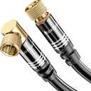BlueRigger RG6 Digital Coaxial AV Cable (50FT, 90 Angled to Straight Male F Type Connector, Triple Shielded) - HDTV, CATV, DVB-T2/C/S, Cable Modem, Radio, Satellite Receivers