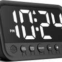 Small LED Digital Clock for Bedroom, Loud Alarm Clock for Heavy Sleepers Adults, Teens | Plug-In Electric Desk Clock | Simple Bedside Nightstand Clock with Adjustable Volume/Brightness/Snooze,  White