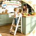 Toddler Learning Tower, Foldable Height Adjustable Wooden Kids Step Stool