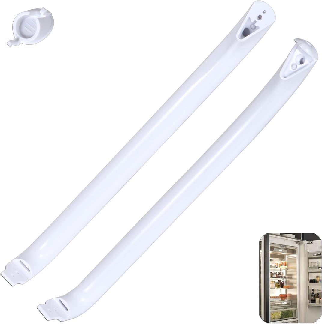 2 Pieces Upgrade WR12X22148 WR12X11011 Refrigerator Door Handle, Compatible with General Electric GE Refrigerator, Replacement Part for WR12X20141, Contains 1 Cap Covers the Bottom Screw (White)
