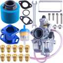 VM22 Racing Performance Carburetor Carb Mainfold Intake Pipe Air Filter Fit For Predator 212cc GX160 Honda GX200 CT200U 196cc KT196 Clones Go Kart Mini Bike Race Kart (Blue)